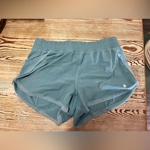 Large blue shorts, mesh detail